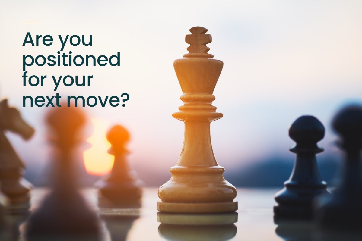 Are you positioned for your next move? Chess pieces at sunset